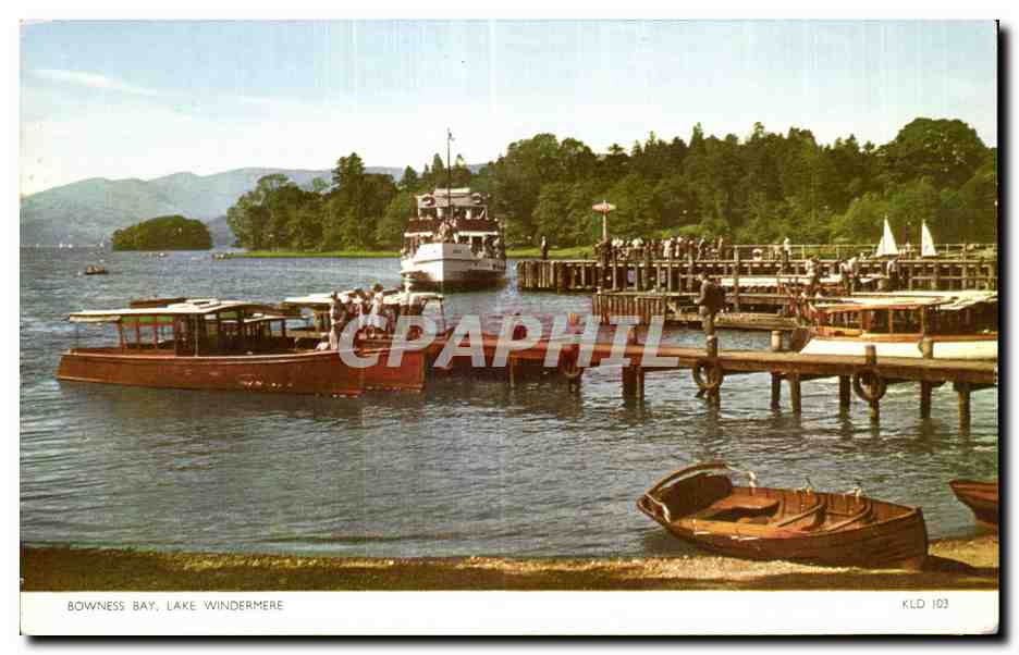 Bowness Bay, Lake Windermere — vue du port avec bateaux — Cotman-Color, n° KLD 103