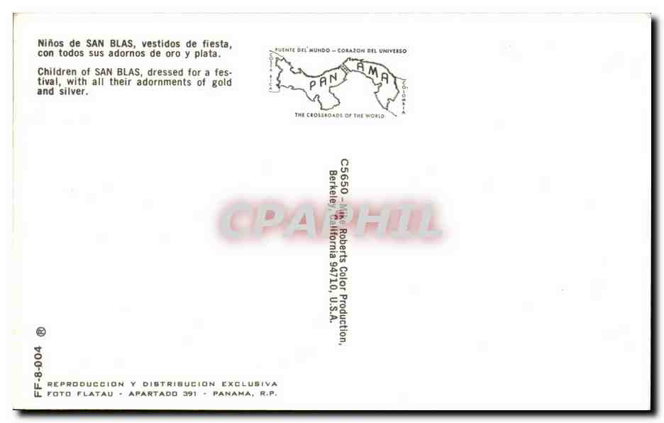CPA Ninos de San Blas vestidos de fiesta con todos sus adornos de oro y Plata panama  — Back