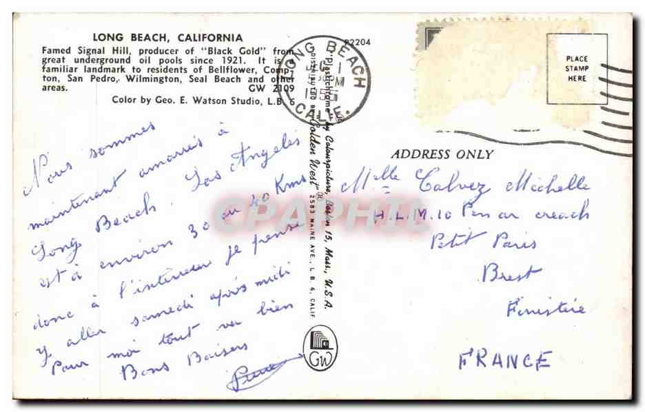 CPA Long Beach California Petrol Oil Gas — Rückseite