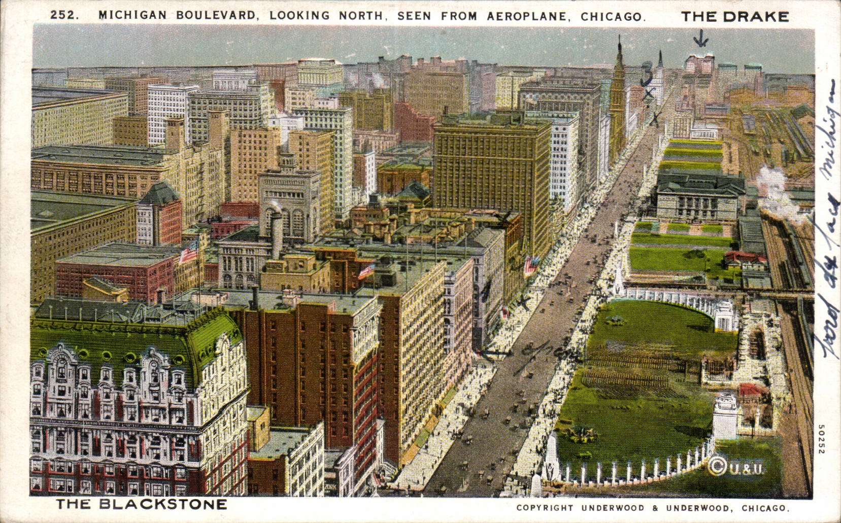 CPA Michigan Boulevard Looking North Seen from Aeroplane Chicago