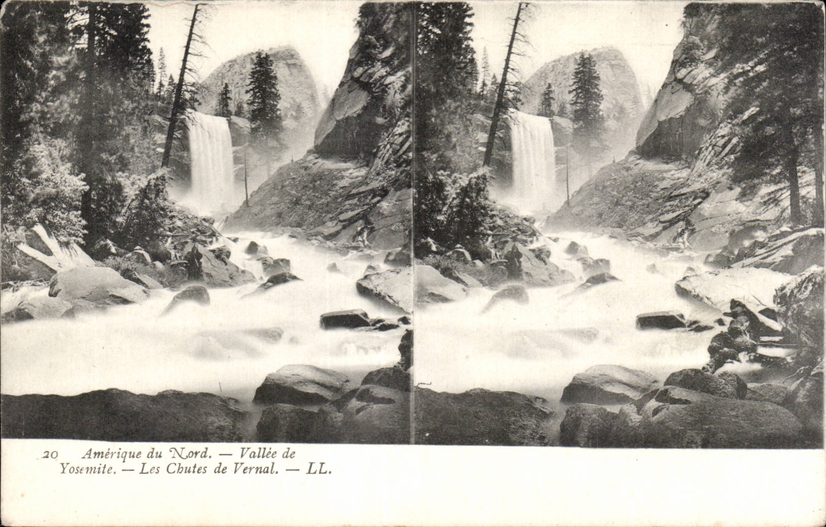 Cartes Stereoscopiques - USA - Amerique du Nord - Vallee de Yosemite - Les Chutes de Vernal - CPA