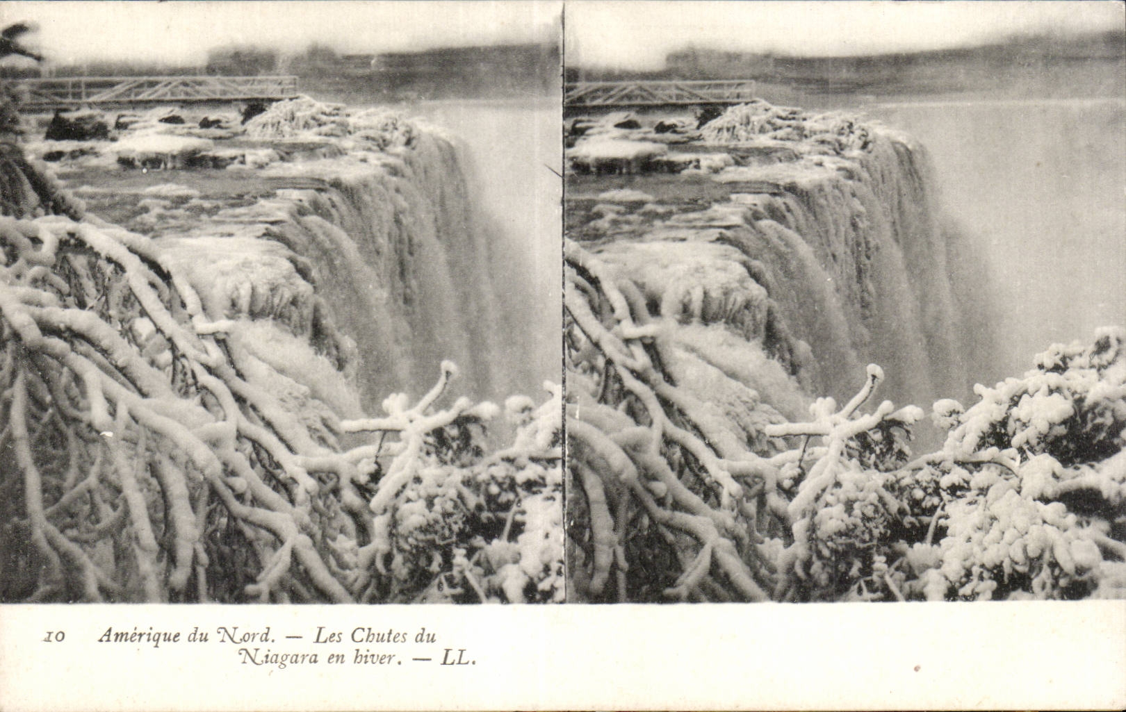 Cartes Stereoscopiques - USA - Amerique du Nord - Les Chutes de Niagara en Hiver - CPA
