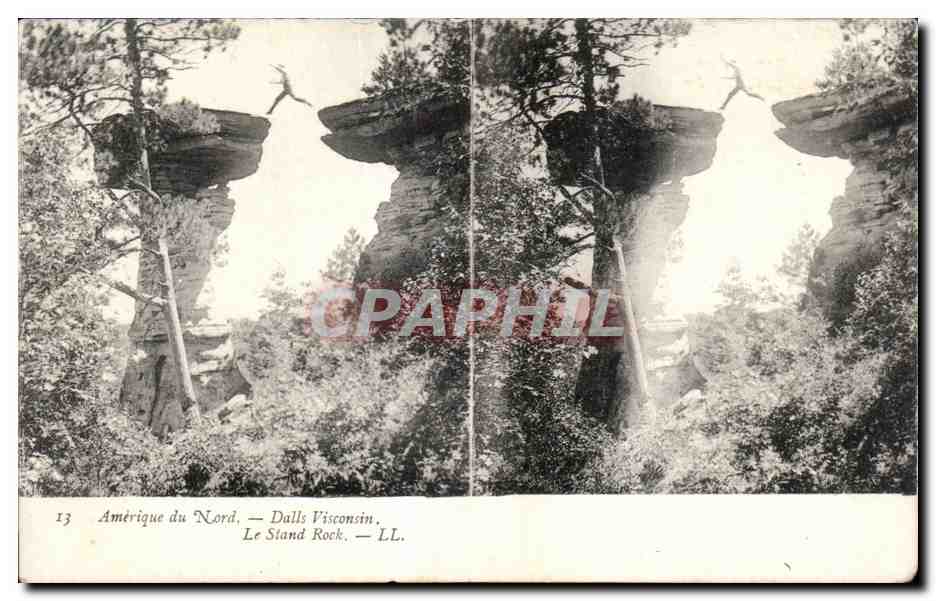 Cartes Stereoscopiques - USA - Amerique du Nord - Dalls WInsconsin - Le Stand Rock - CPA