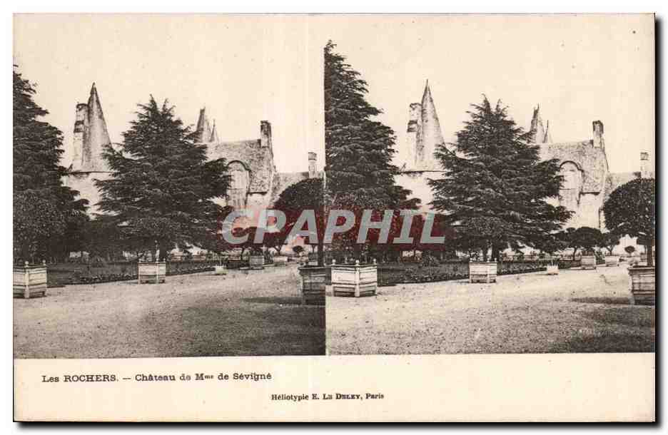 Cartes Stereoscopiques - Les Roches - Chateau de Mme de Sevigne - CPA