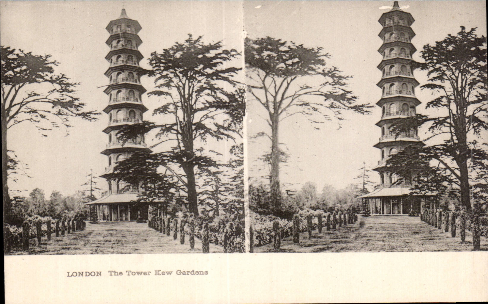 Carte Stereoscopique - London - The Tower Kaw Gardens - CPA 