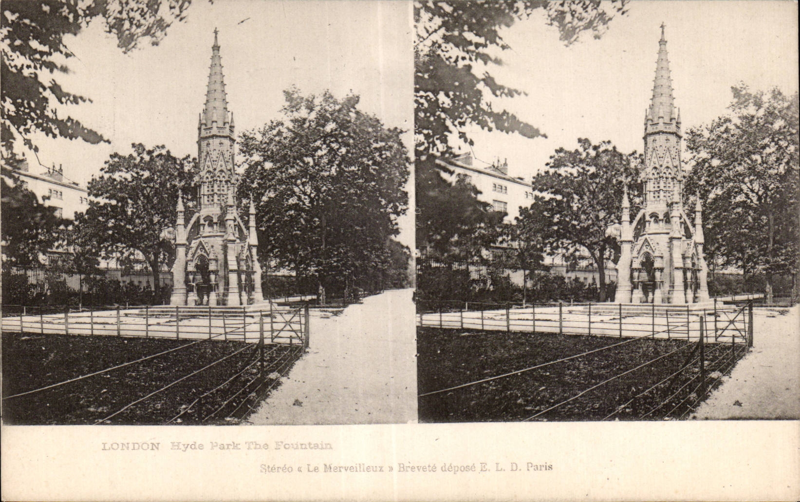 Carte Stereoscopique - London - Hyde Park - The Fountain - CPA 