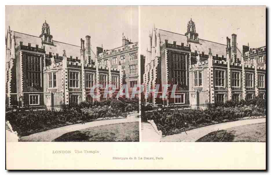 Carte Stereoscopique - London - The Temple - CPA 