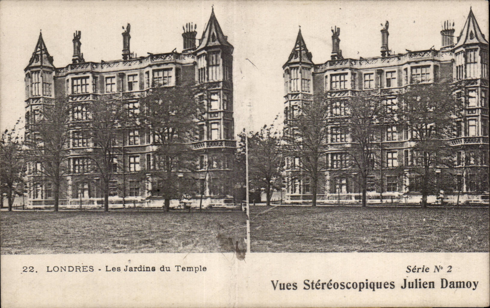 Carte Stereoscopique - London - Londres - Les Jardins du Temple - Vues Stereoscopiques Julien Damoy - CPA 