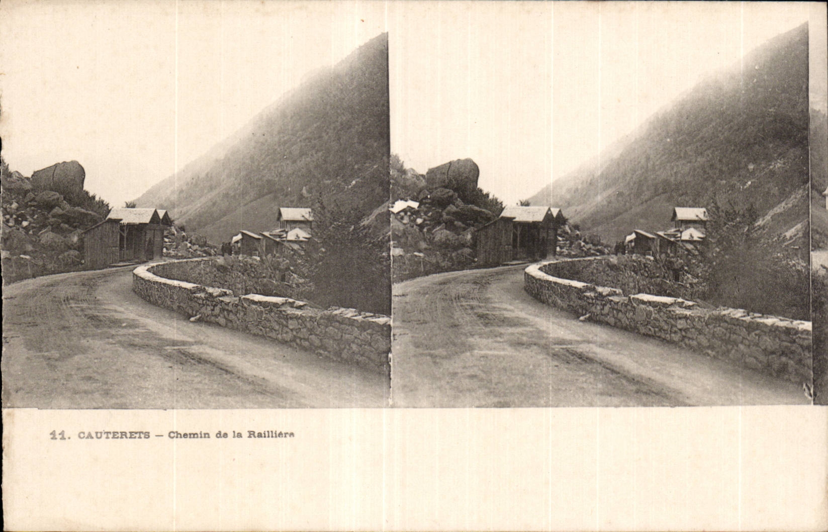 Carte Stereoscopique - Cauterets - Chemin de la Raillere - CPA 