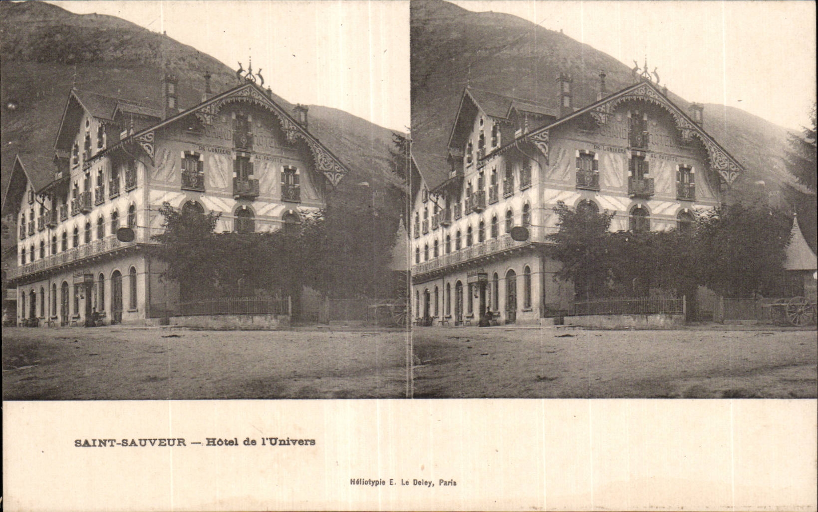 Carte Stereoscopique - Saint Sauveur - Hotel de l Univers - CPA 