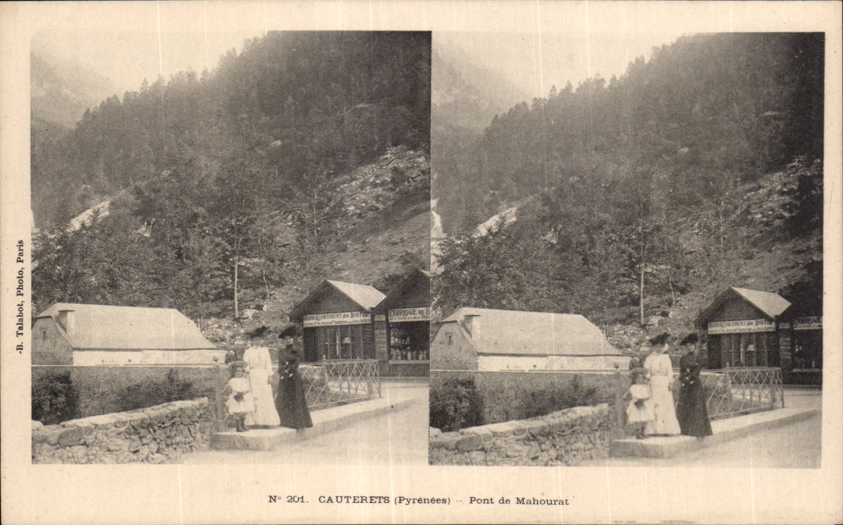 Carte Stereoscopique - Cauterets - Pont de Mahourat - CPA 