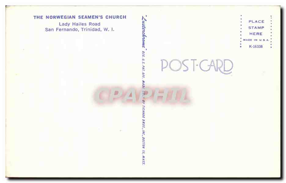CPA The Norwegian Seamen s Church Lady Haites Road San Fernando — Rückseite