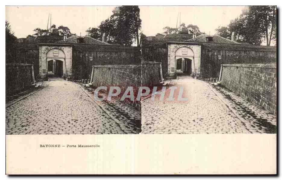 Carte Stereoscopique - Bayonne - Porte de Mauserolle - CPA 