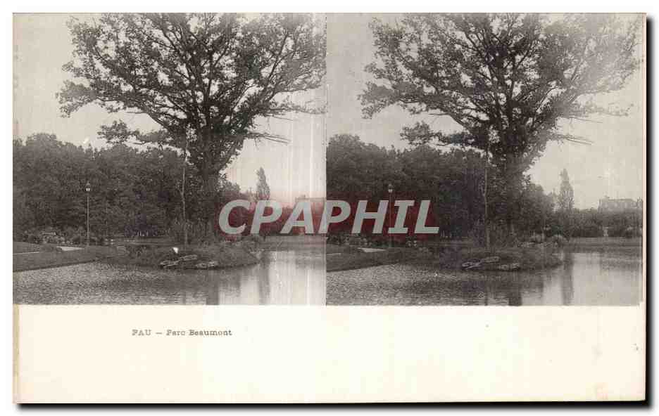 Carte Stereoscopique - Pau - Parc Beaumont - CPA 