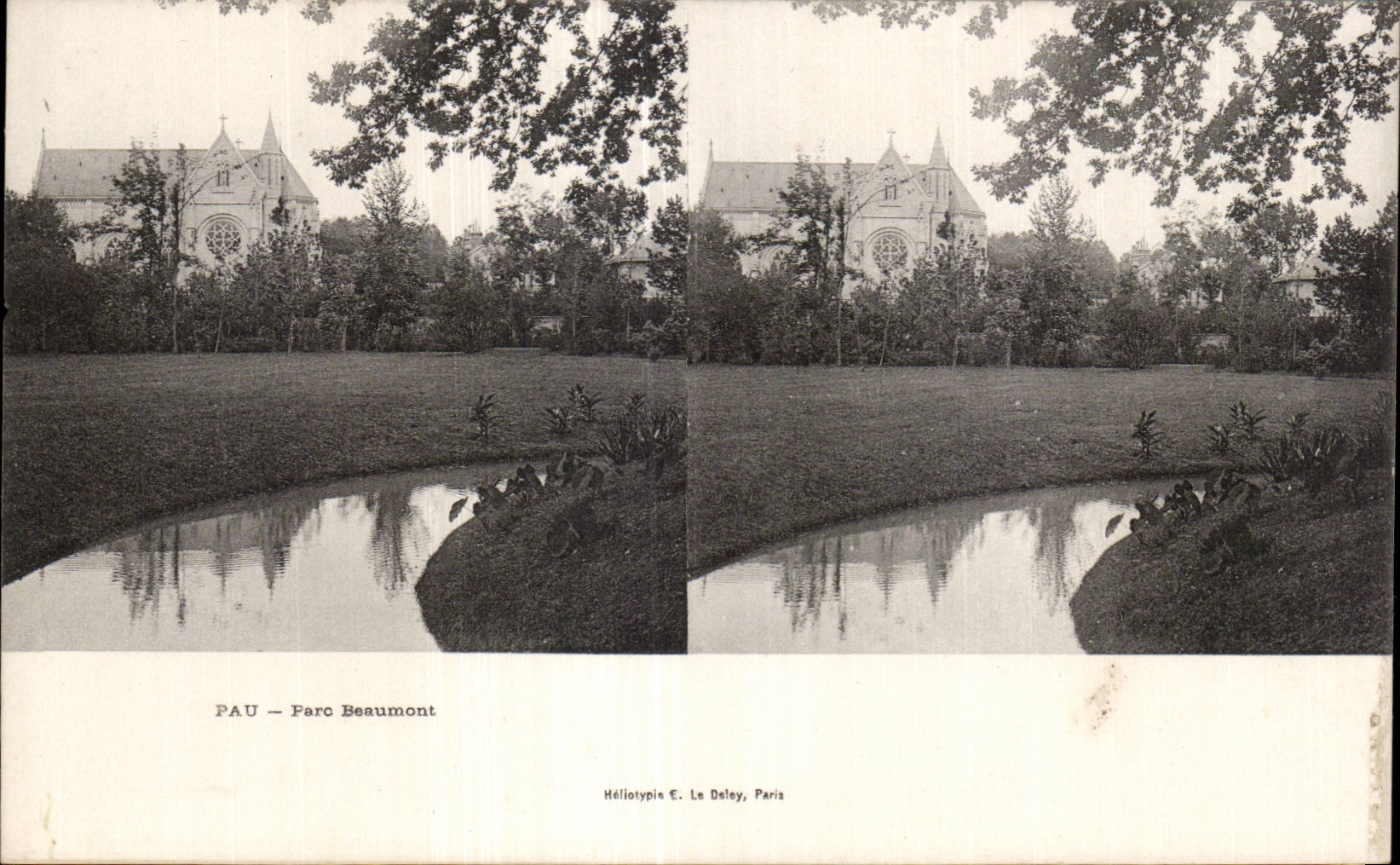 Carte Stereoscopique - Pau - Parc Beaumont - CPA 