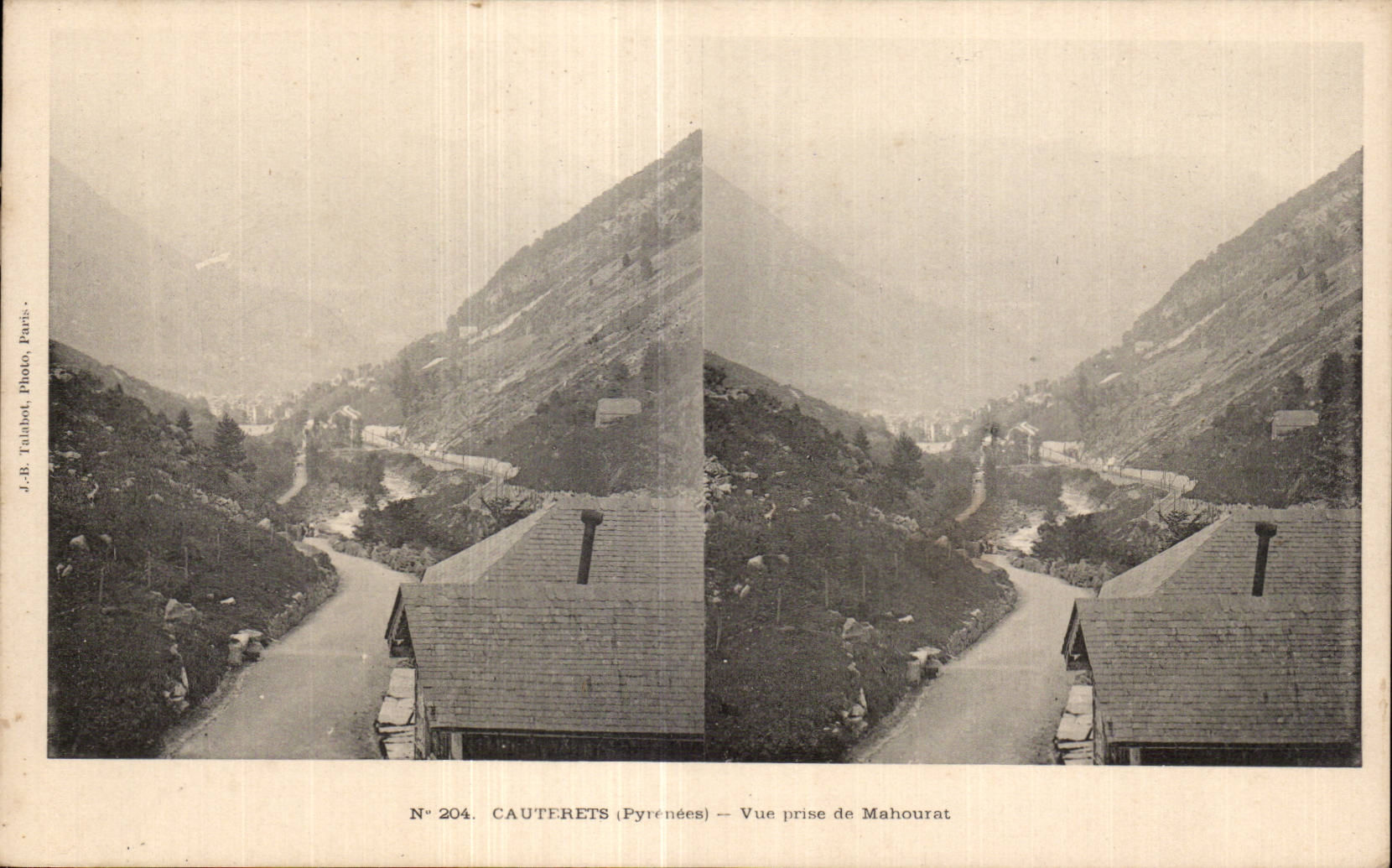 Carte Stereoscopique - Cauterets - Vue prise de Mahourat - CPA 