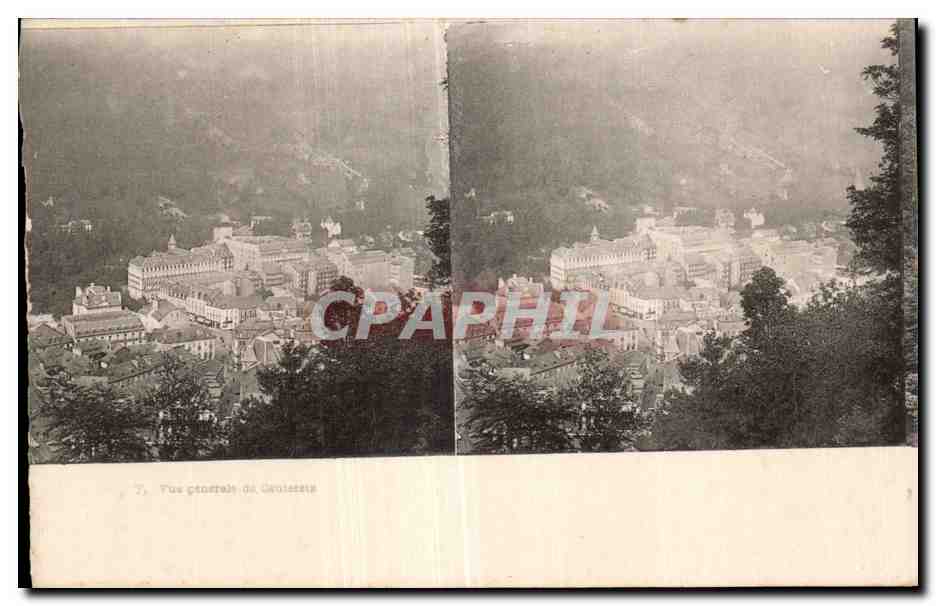 Carte Stereoscopique - Vue generale de Cauterets - CPA 