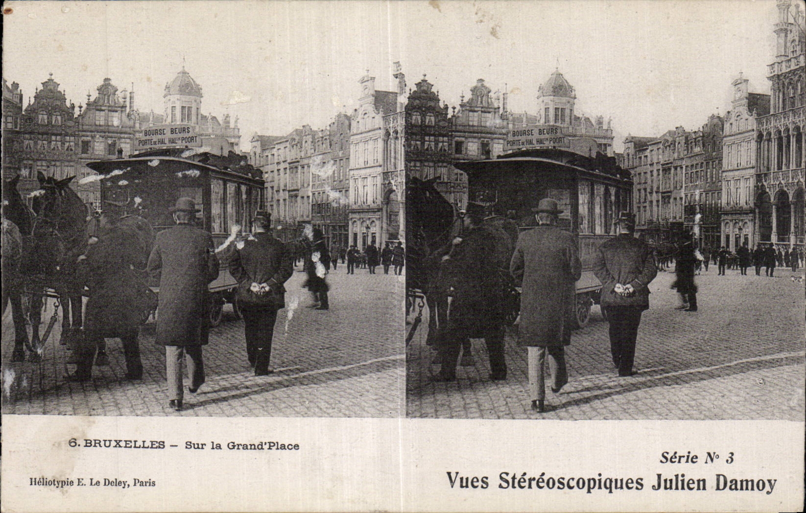 Carte Stereoscopique - Bruxelles - Sur la Grand Place - Julien Damoy - CPA 