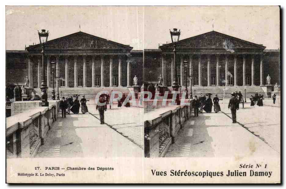 Carte Stereoscopique - Paris - Chambre des Deputes - Julien Damoy - CPA 