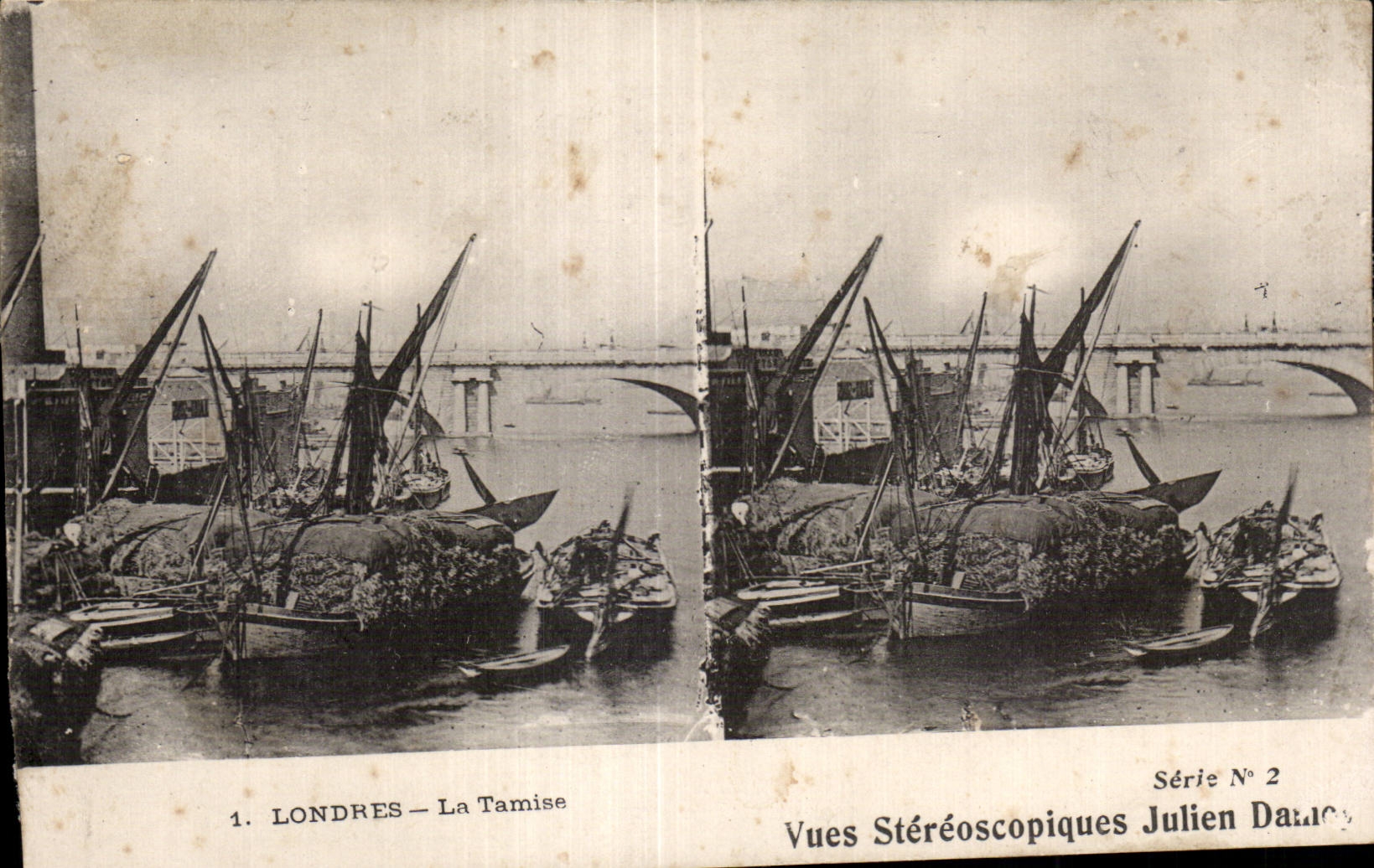 Carte Stereoscopique - Londres - London - La Tamise - Julien Damoy - CPA 