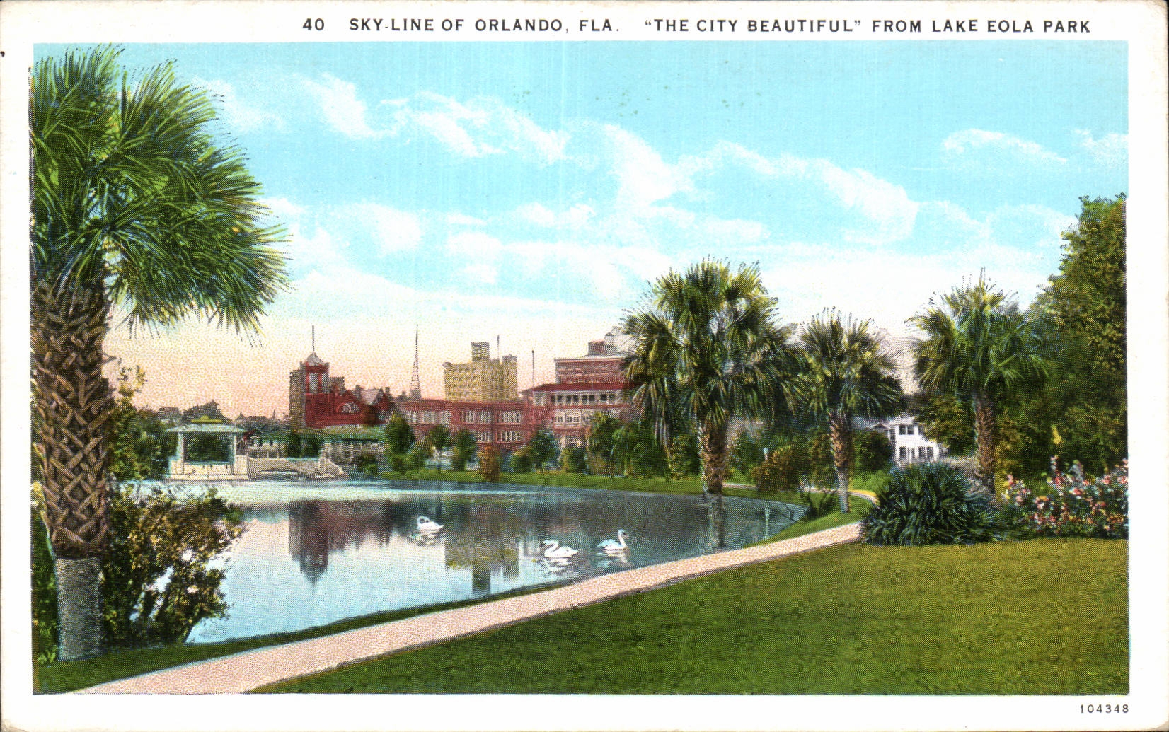 Etats Unis - USA - FL - Florida - Skyline of Orlando - The City Beautiful - Froo Lake Eola Park - CPA 