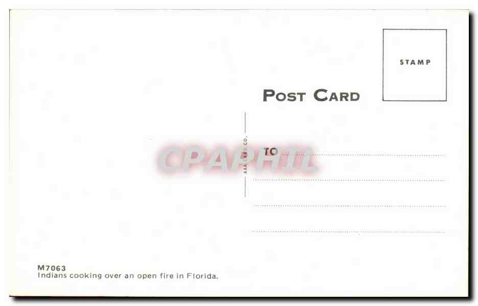 CPA Indians cooking over an open fire in Florida — Rückseite