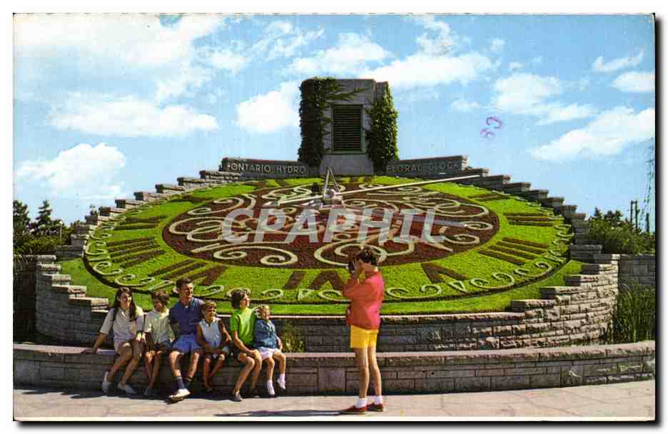 CPA The Hydro Floral Clock Located about five miles north on the scenic Niagara Parkway Drivg from Niagara FallsOntario 