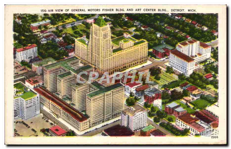 CPA Air View of General Motors Fisher Bldg And Art Center Bldg Detroit Mich