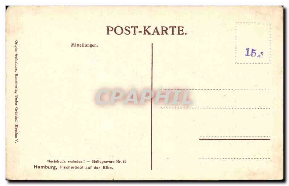 CPA Bateau Hamburg Fischerboat ant der Elbe — Back