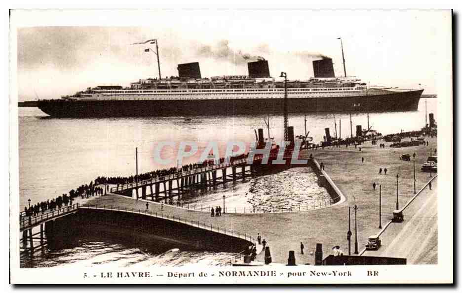 Le Havre — Départ de « Normandie » pour New-York — Bloc frères, éditeurs, Bordeaux