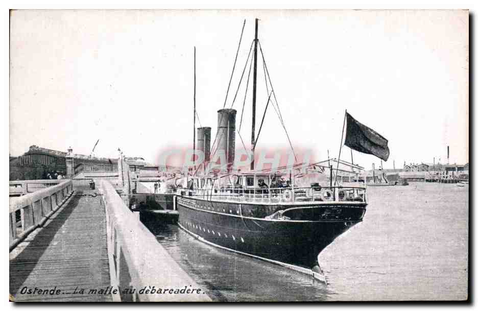 CPA Bateau Ostende La malle au debarcadere