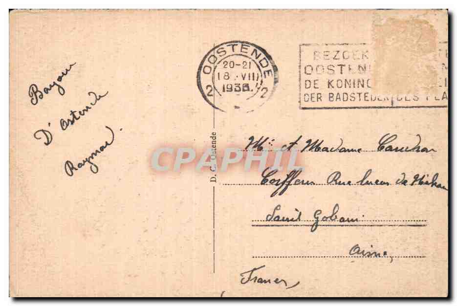 CPA Bateau Ostende Malle Princesse Clementine Paquebot  — Verso