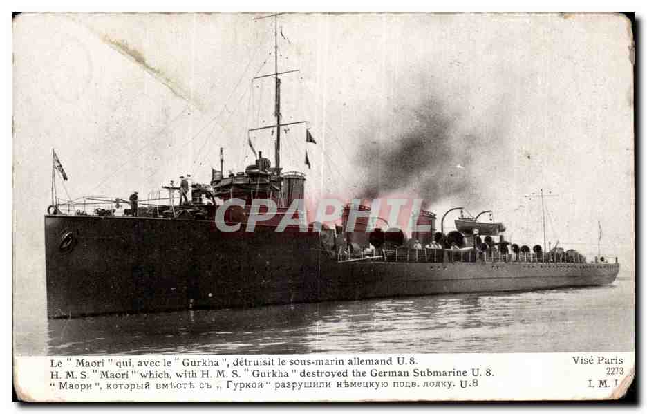 CPA Bateau Le Maori detruisit le sous marin allemand U8