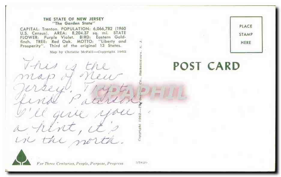 CPA The state of New Jersey The Garden State — Back