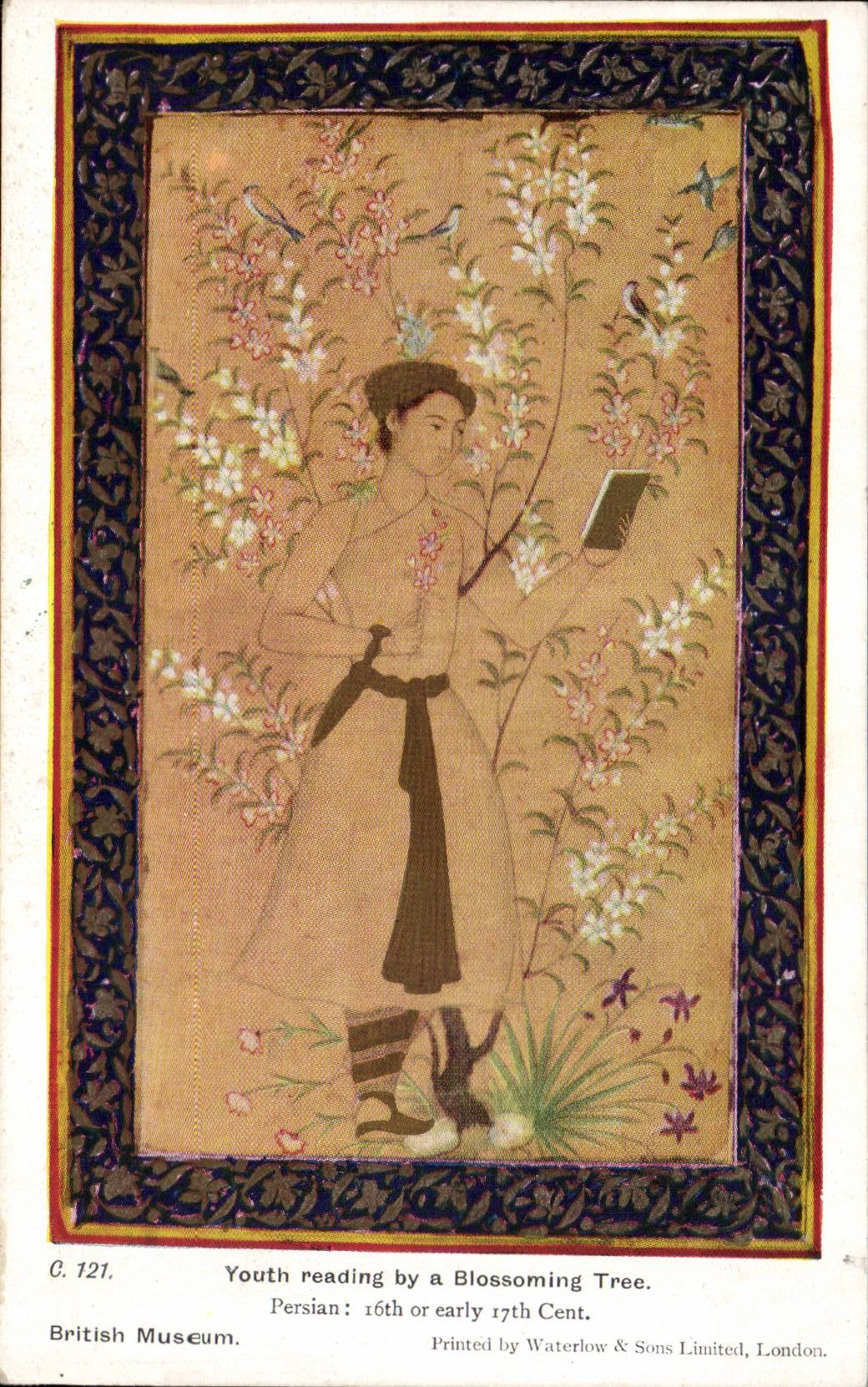 CPA Youth reading by a Blossoming Tree london British Museum Japon Japan Nippon 