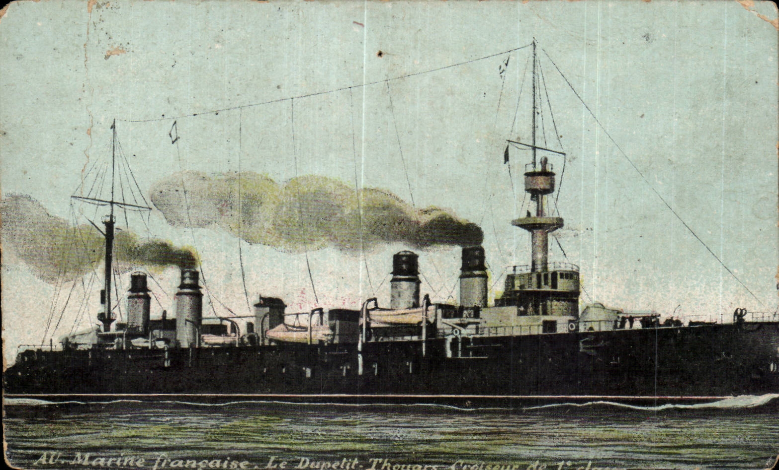 CPA Bateau Au Marine francaise Le Dupetit Thoaurs Croiseur de 1ere classe