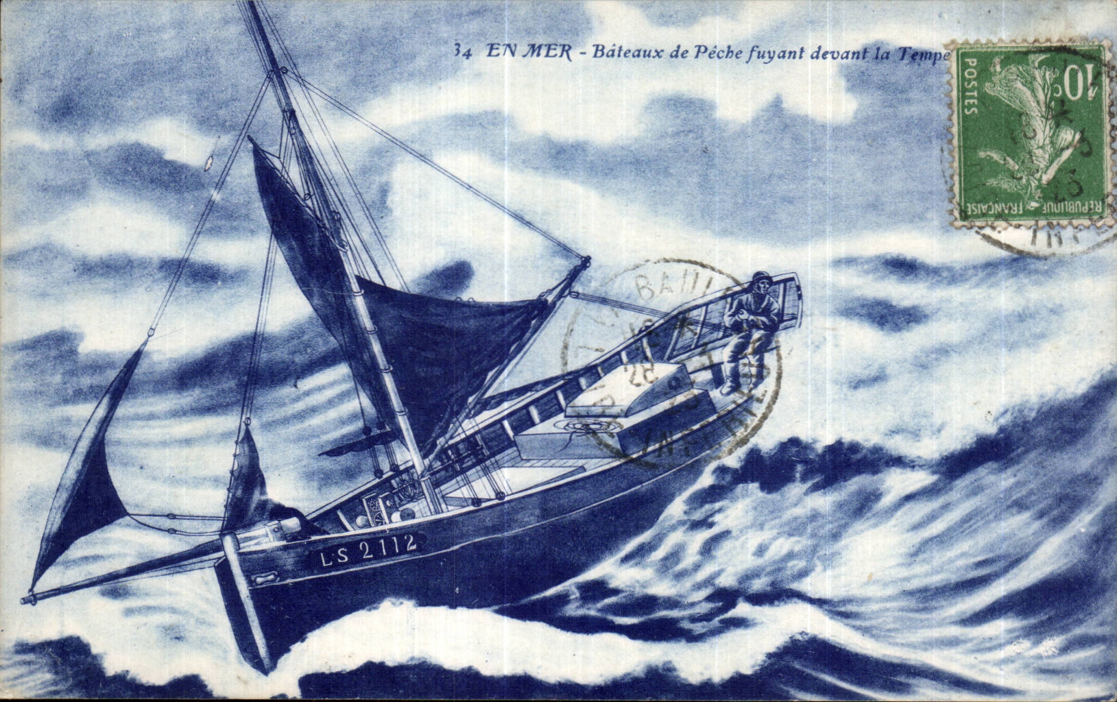 Bateaux de Pêche fuyant devant la Tempête — série 34 — Arraud et Nozais, Nantes