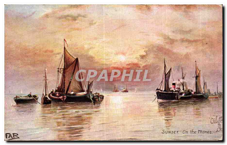 Sunset on the Thames — peinture à l'aquarelle — Oilette & Sons