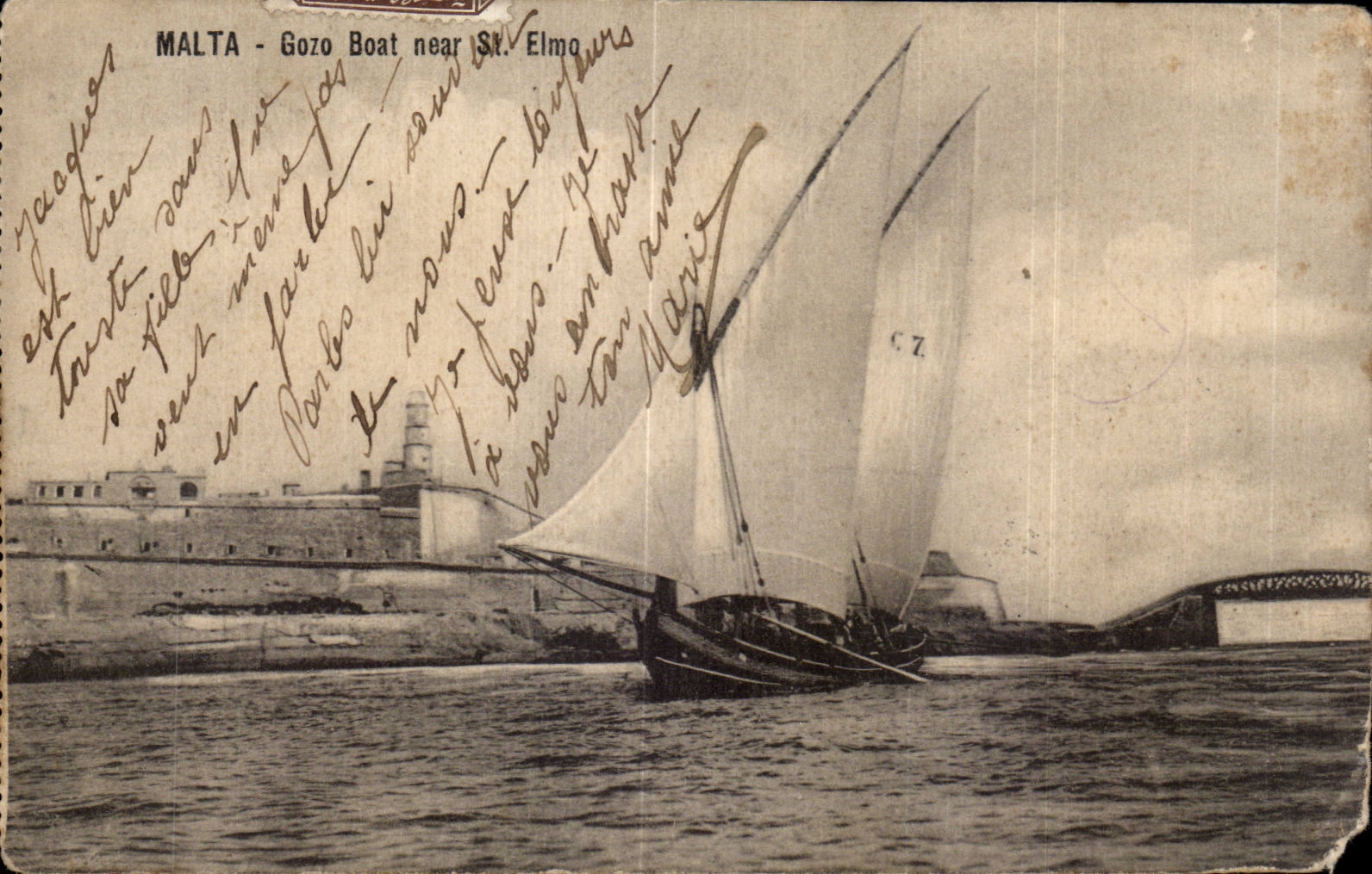 CPA Bateau Malta Gozo Boat near St Elmo Malte