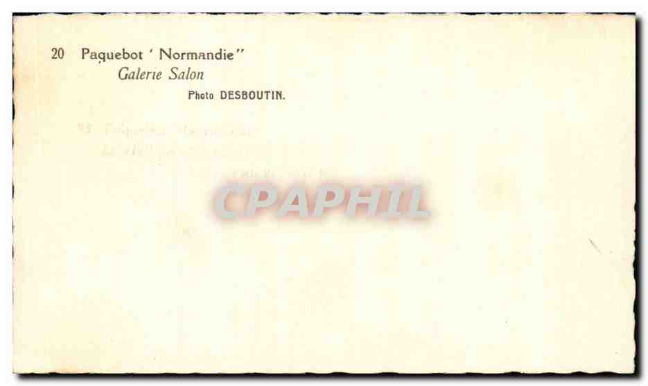 Paquebot 'Normandie' — Galerie Salon — Photo DESBOUTIN — Rückseite