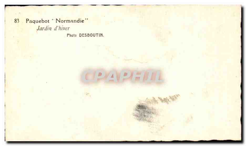 Jardin d'hiver — Paquebot 'Normandie' — Photo DESBOUTIN — Achterkant
