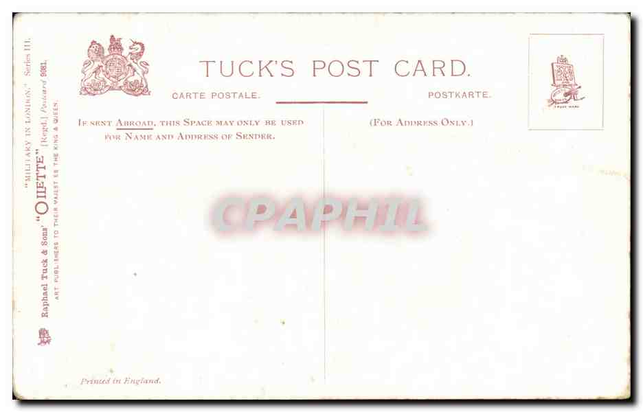 CPA Militaria Uniformes Grenadier barracks Wellington barracks — Rückseite