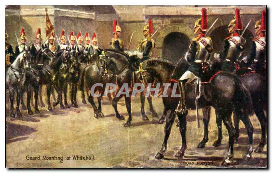 CPA Guard mounting at Whitewhall London Militaria Uniforme Soldats