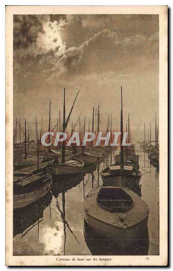 CPA Bateau Carresses de lune sur les barque