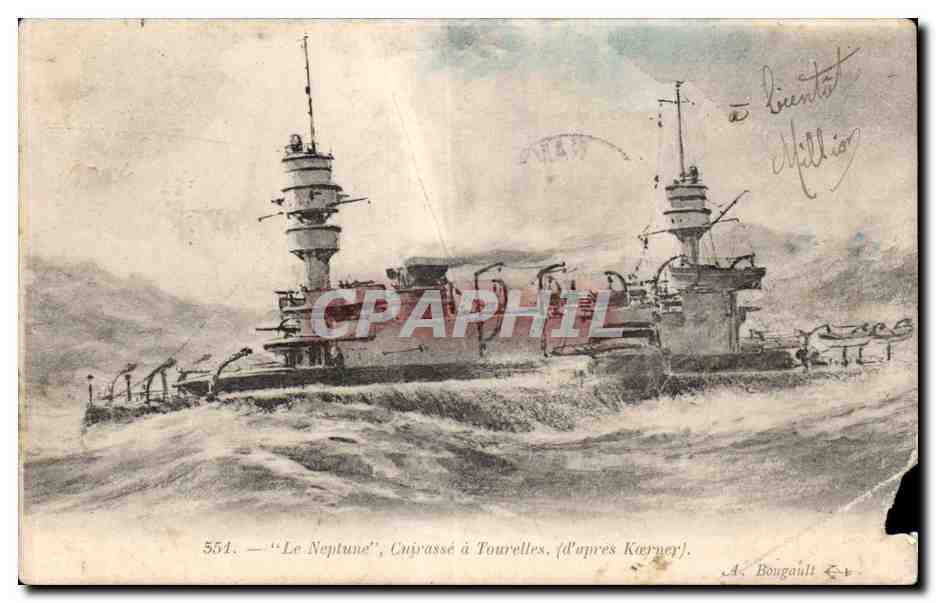 CPA Bateau Le Neptune Cuirasse a Tourelles