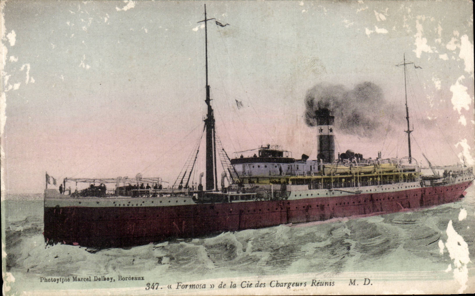 Le vapeur « Formosa » — Cie des Chargeurs Réunis — Phototypie Marcel Delbey, Bordeaux, n°347