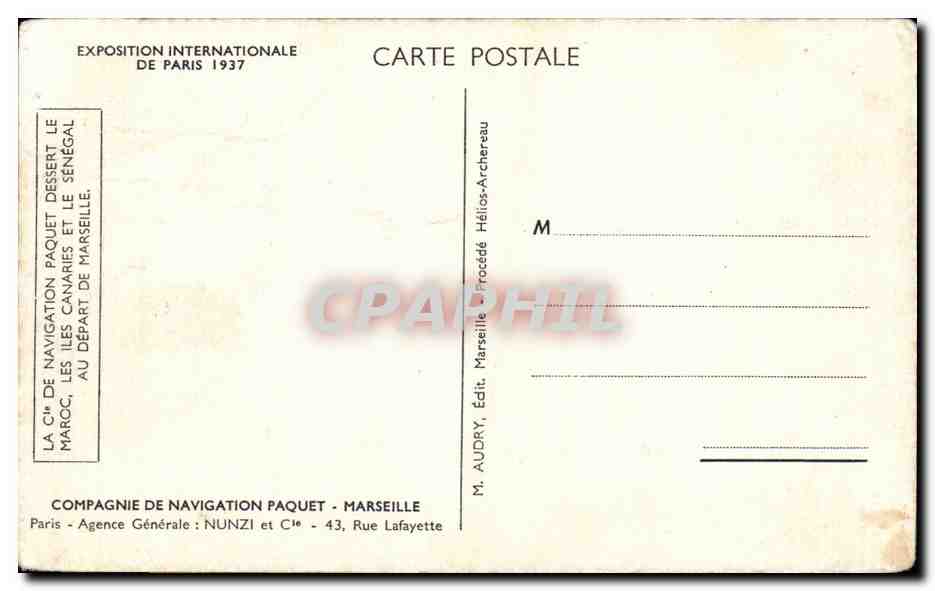 CPA Bateaux Compagnie de Navigation Paquet Marseille Paquebot — Rückseite