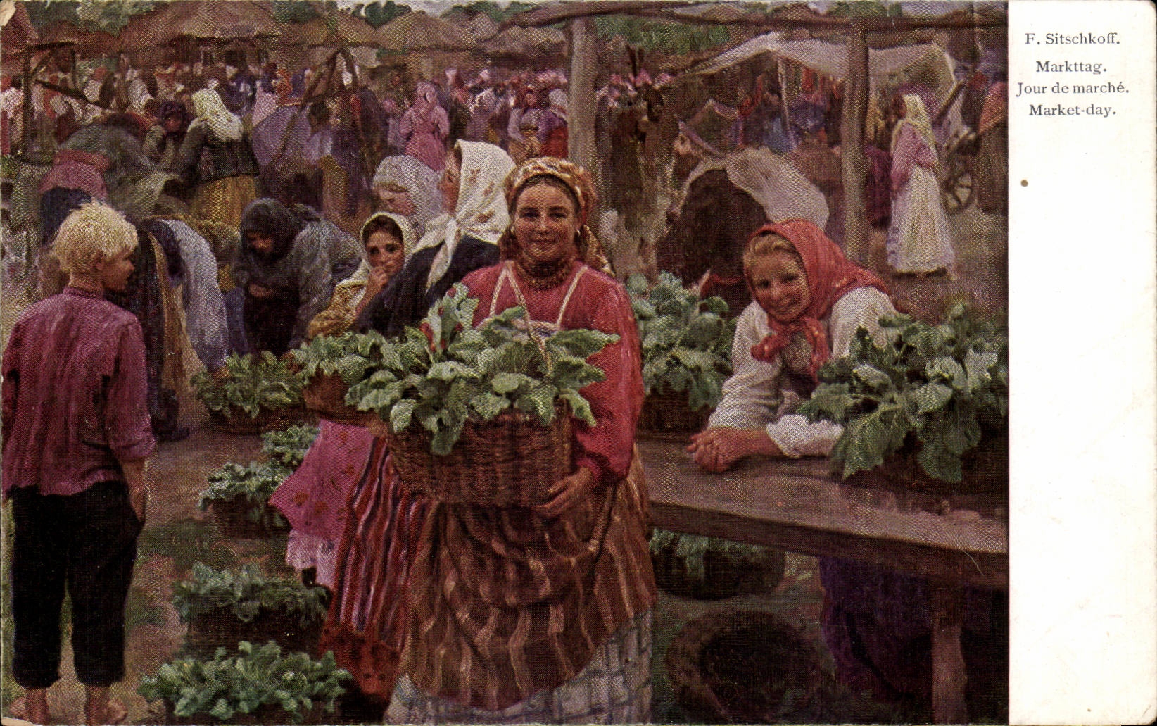 CPA Sitschkoff Marktagg Jour de marche Folklore Costume