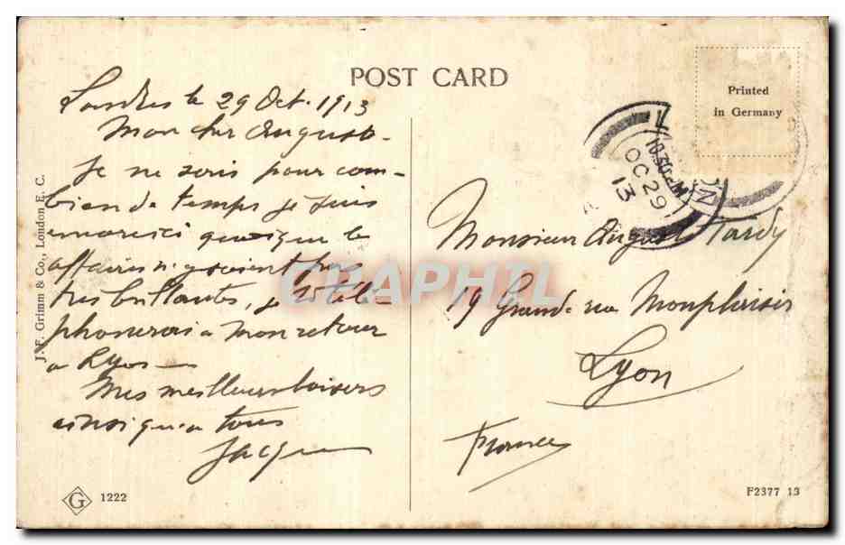 CPA Bates of Buckingham Palace London — Verso