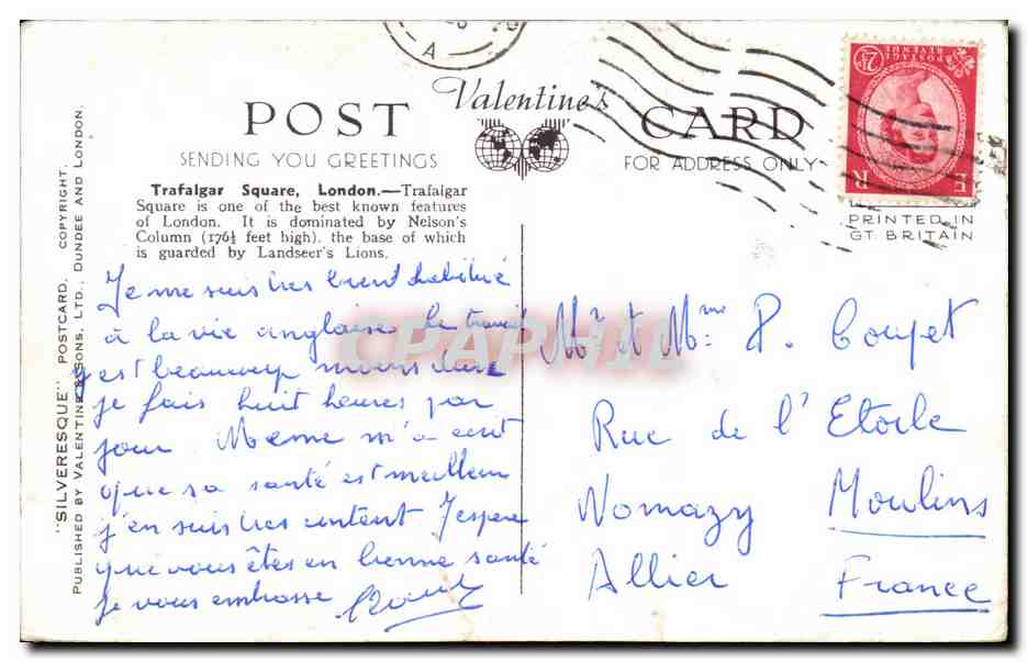 CPA Trafalgar Square London — Verso